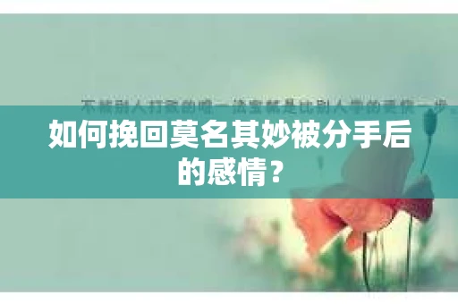 如何挽回莫名其妙被分手后的感情？
