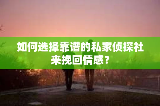 如何选择靠谱的私家侦探社来挽回情感？