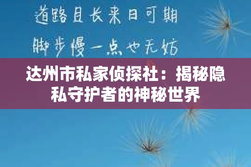 达州市私家侦探社：揭秘隐私守护者的神秘世界