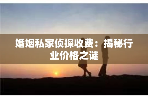 婚姻私家侦探收费：揭秘行业价格之谜