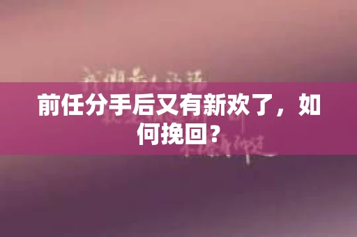 前任分手后又有新欢了，如何挽回？