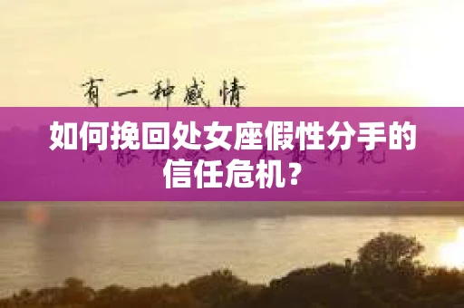 如何挽回处女座假性分手的信任危机？